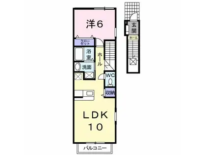 アダージョ美野島A(1LDK/2階)の間取り写真