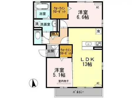 セジュール三ツ池(2LDK/2階)の間取り写真