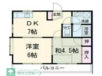 クロノス浦和(2DK/1階)の間取り写真