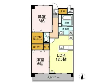 VILLA BRICK(2LDK/5階)の間取り写真