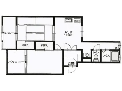 宮下ハイツ(2DK/1階)の間取り写真