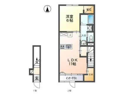 グリシーヌ・静(1LDK/2階)の間取り写真