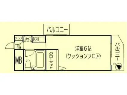 ドム梶ヶ谷(1K/2階)の間取り写真
