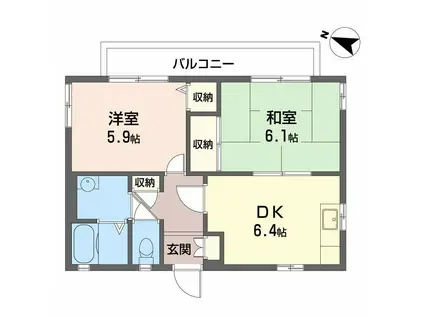 フレグランスセフィラ岡本(2DK/1階)の間取り写真