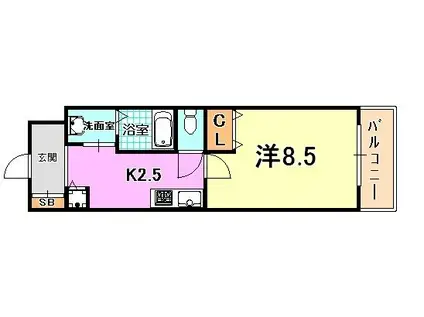 CITYSPIRE神戸元町1(1K/13階)の間取り写真