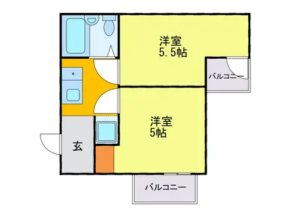 WHOS WHO AP鷺洲(2K/4階)の間取り写真