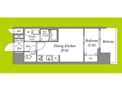 アドバンス大阪アネラ(1DK/8階)の間取り写真