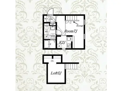 PRIMA ART 海老名(1K/2階)の間取り写真