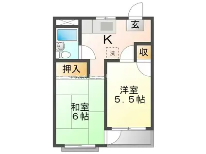 ハイコーポ谷野(2K/2階)の間取り写真