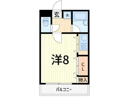 サンクレア(ワンルーム/2階)の間取り写真