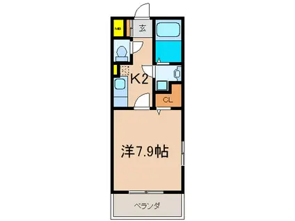 クリオコート学園通(1K/1階)の間取り写真