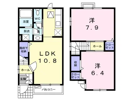 ヴィラ ウィングスI(2LDK/1階)の間取り写真