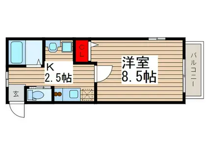 プリモフィオーレ(1K/1階)の間取り写真