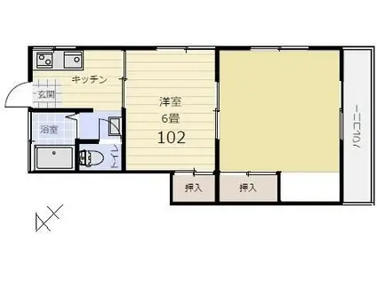 根岸コーポ(2K/1階)の間取り写真