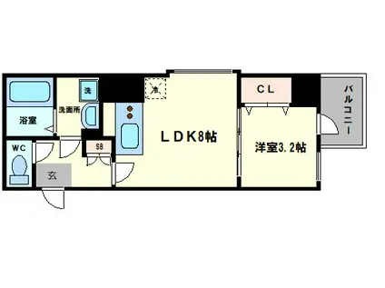 アドバンス西梅田IVエール(1LDK/11階)の間取り写真