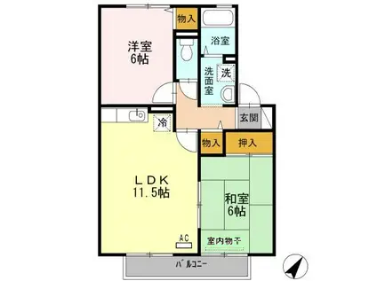 レジデンス原口II(2LDK/2階)の間取り写真