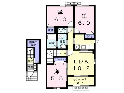 グラン・ノワールII(3LDK/2階)の間取り写真