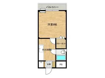 フライハイト麻郷(1K/2階)の間取り写真