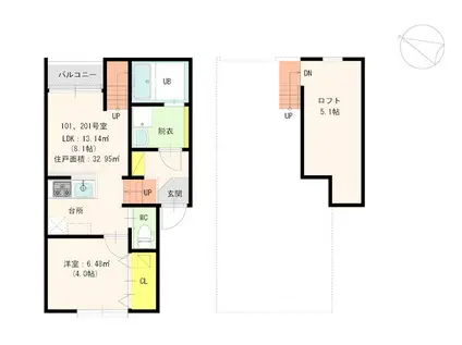 福臨荘(1LDK/1階)の間取り写真