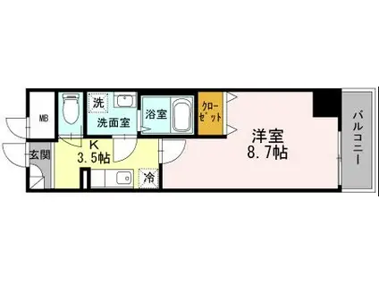 BJ氷川町(1K/2階)の間取り写真