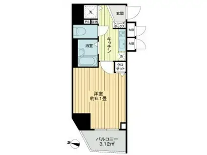 プリズムスクエア本駒込(1K/4階)の間取り写真