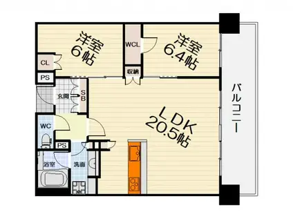 ブランズタワー羽衣(2LDK/22階)の間取り写真