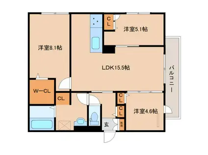 VILLA CALMA(3LDK/3階)の間取り写真