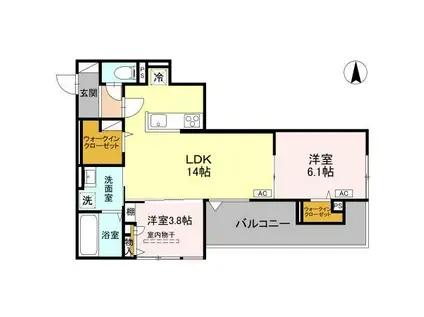 アベニール末広(2LDK/2階)の間取り写真