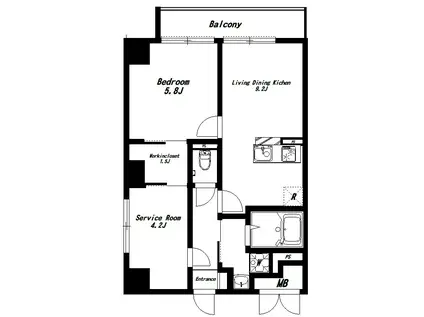 グレイスコート清澄白河(1SLDK/6階)の間取り写真