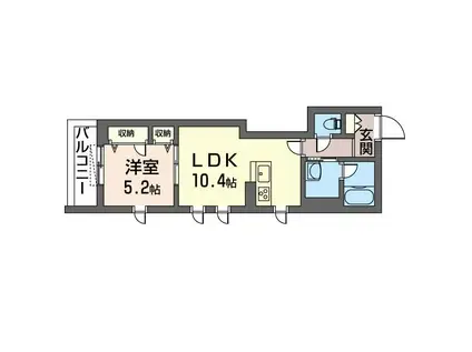 サンウィステリア(1LDK/2階)の間取り写真