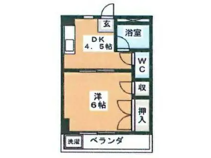 レジデンス車道(1DK/1階)の間取り写真