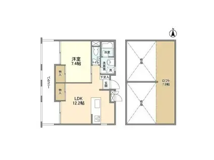 アメニティ高島台I(1LDK/4階)の間取り写真