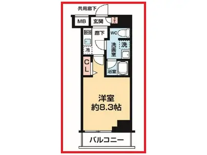 アルコバレーノ カナマチII(1K/2階)の間取り写真