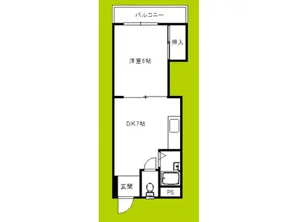 パークサイドイズミ(1DK/3階)の間取り写真