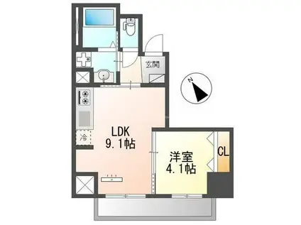 船橋市本町二丁目マンション(1LDK/5階)の間取り写真