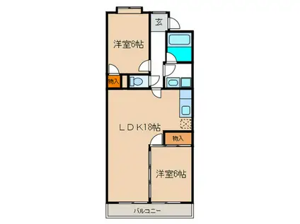 ハイライズナリタ(2LDK/3階)の間取り写真