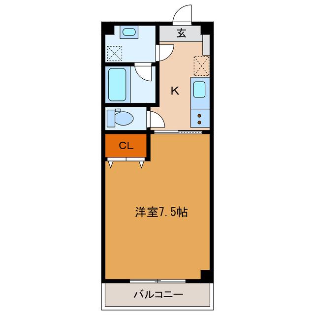 アルル竜(1K/4階)の間取り写真