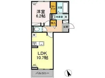 プランドールX(1LDK/3階)の間取り写真