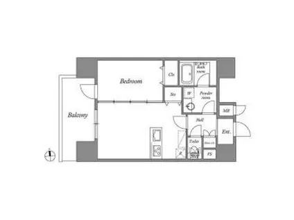 クオリタス秋葉原(1LDK/10階)の間取り写真