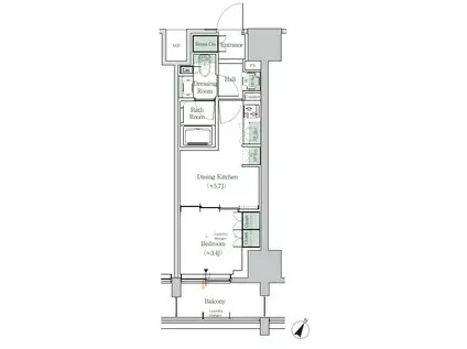 ONE ROOF RESIDENCE TAMACHI(1DK/7階)の間取り写真