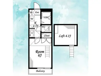 カーサ・フェリーチェ横浜杉田(1K/2階)の間取り写真