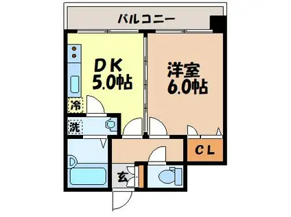 クオーレ中川(1DK/2階)の間取り写真