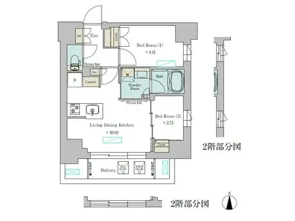 ブリリアイスト武蔵小杉(2LDK/2階)の間取り写真