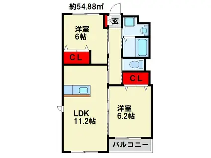 LUNA SOLEIL(2LDK/3階)の間取り写真
