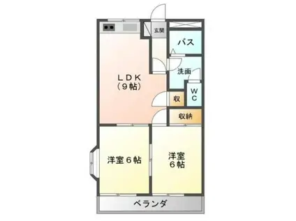 セントラルハイツ海老名(2LDK/1階)の間取り写真