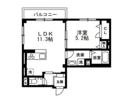 江東区古石場1丁目(1LDK/2階)の間取り写真