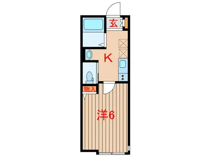 アリスワン南三咲(1K/2階)の間取り写真