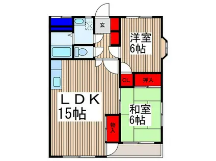 笹井レジデンスI(2LDK/1階)の間取り写真