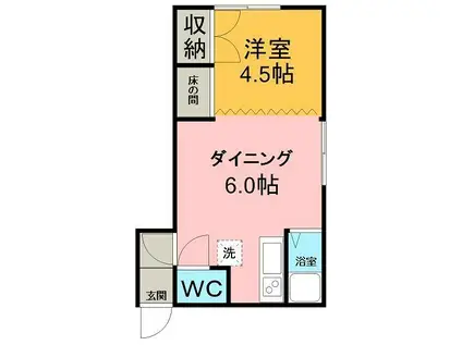 RIZAハウス68(1DK/1階)の間取り写真