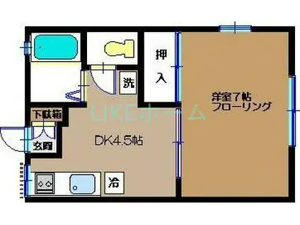 コートヒルズ津田沼(1DK/1階)の間取り写真